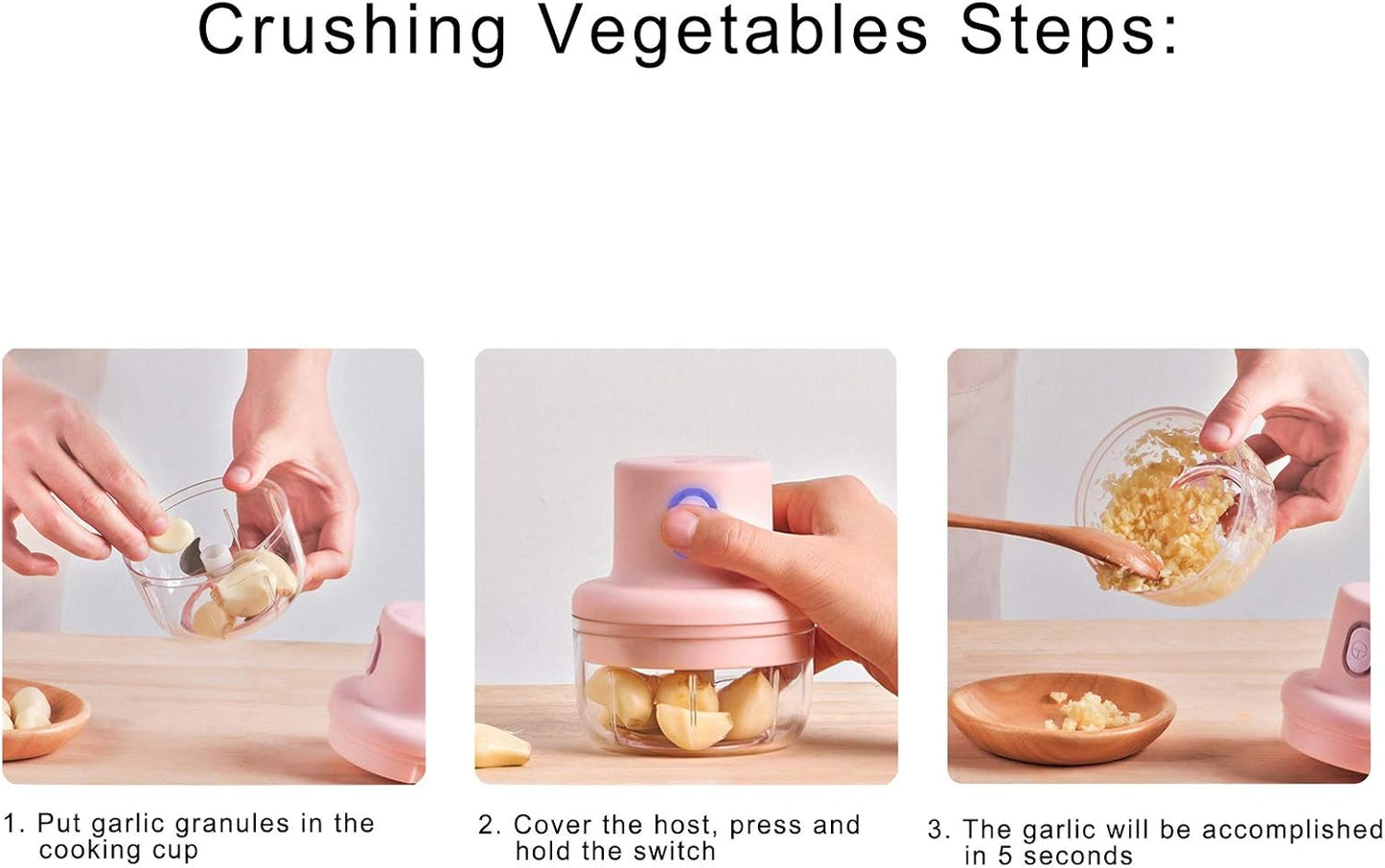 250ml Pink Electric Food Chopper, Mini Kitchen Shredder with Meat Grinder, Ideal Baby's Meal Supplement Processor for Onion, Ginger, Garlic, and Chili