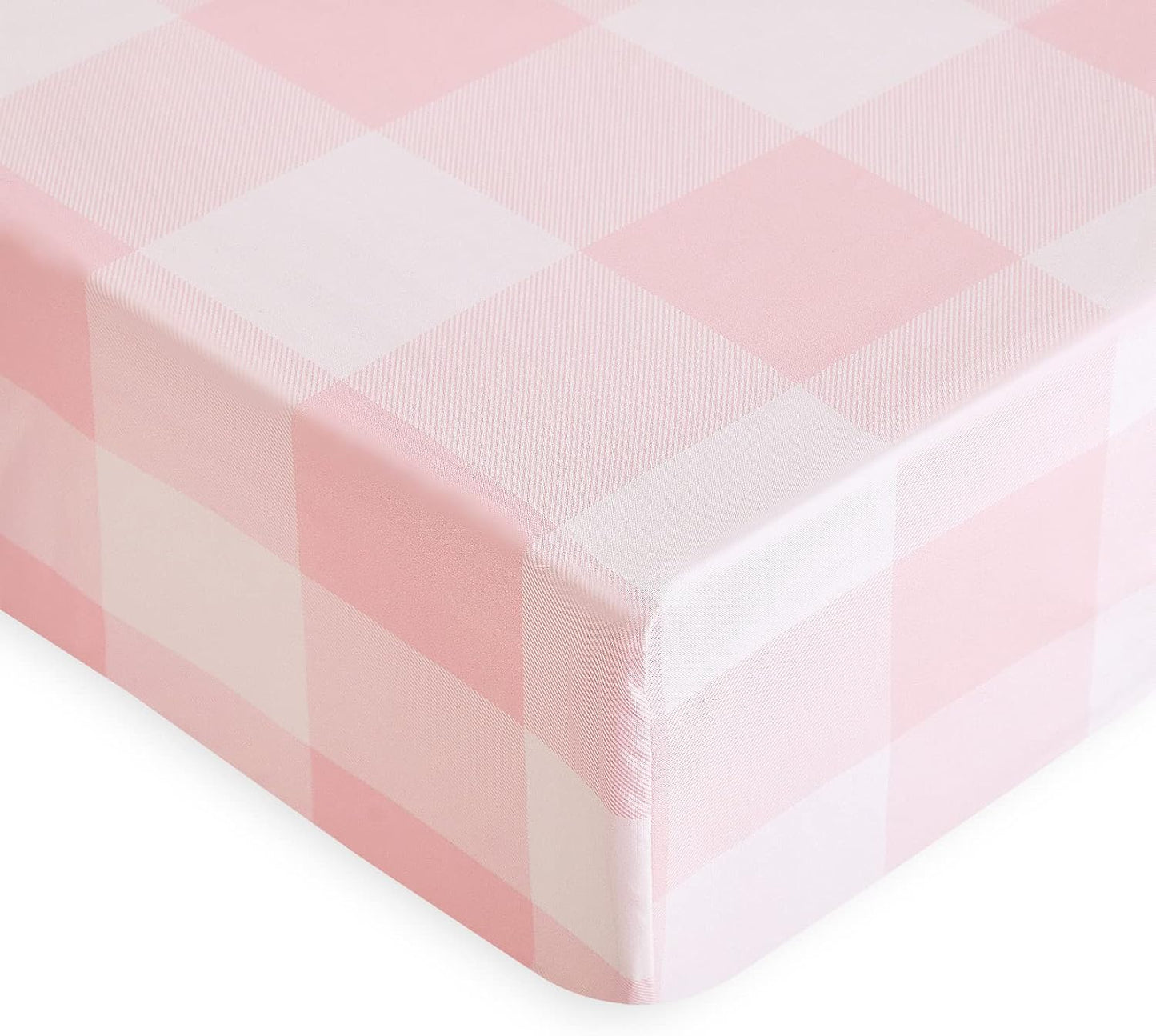 Wake In Cloud - Gingham Bed Sheets, 4-Piece Sheet Set, Cute Plaid Buffalo Check Checker Geometric Aesthetic Bedding, Deep Pocket, Pink, Queen Size