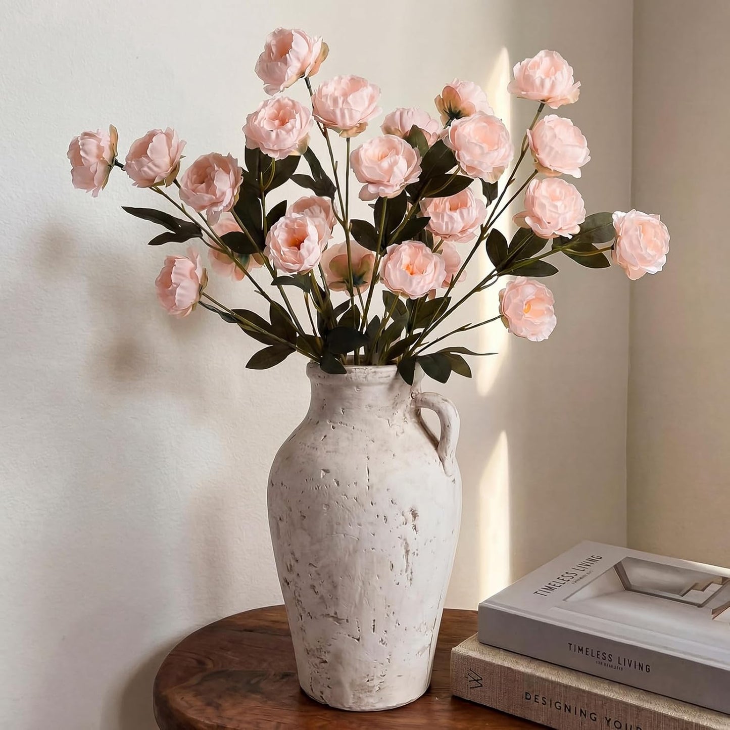 6 Pcs 32" Large Pink Artificial Peonies Stems Flowers, Real Look Faux Silk Peony Bouquet 42 Heads Total for Vase Filler, Farmhouse Rustic Neutral Home Decor, Wedding Centerpieces