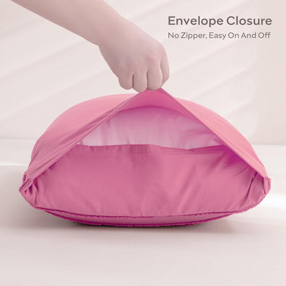 JELLYMONI Pillowcases Standard Size Bright Pink 2 Pack Boho Striped Bed Pillow Covers 20x26in Polyester Envelope Pillow Shams Tufted Bohemian Textured (Pillows are not Included)