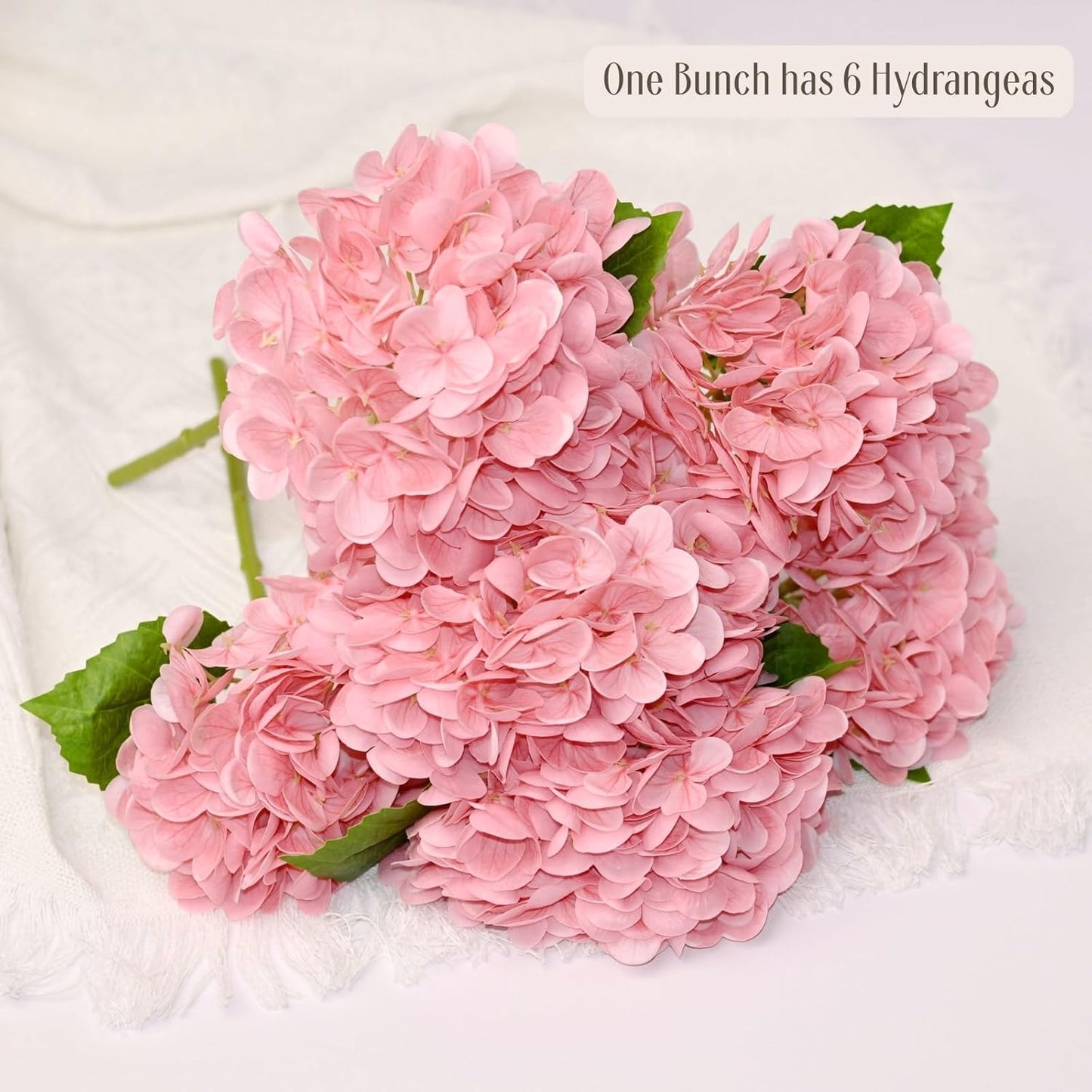 6 Pack 12.6" Pink Real Touch Latex Hydrangea Artificial Flowers, Faux Hydrangeas for Mother's Day Wedding Baby Girl Shower Home Decoration Party Centerpieces DIY Bouquets