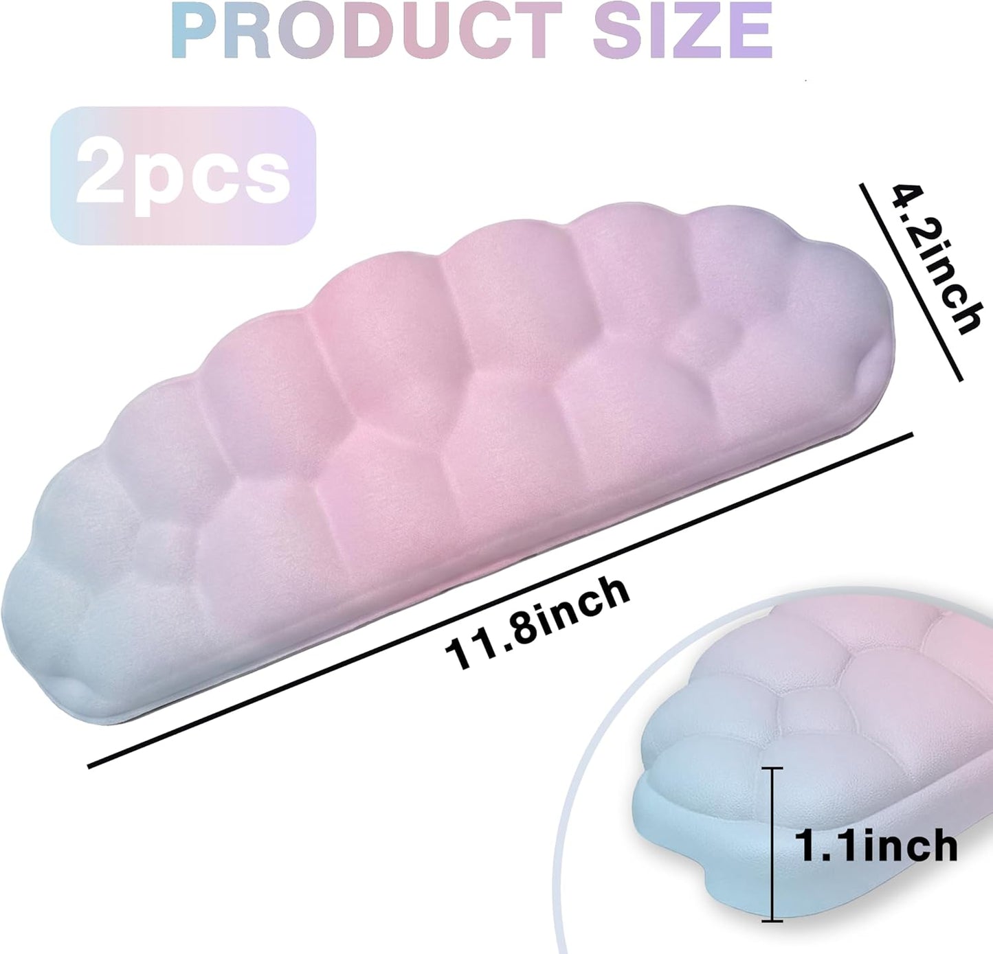 L-Shaped Desk Elbow Pad for Desk Cloud Wrist Rest for Computer Keyboard and Mouse Elbow Wrist Support Padding Non-Slip 2 Pack Ergonomic Desk Edge Cushion Arm Rest for Desktop Gaming Office Pink Purple