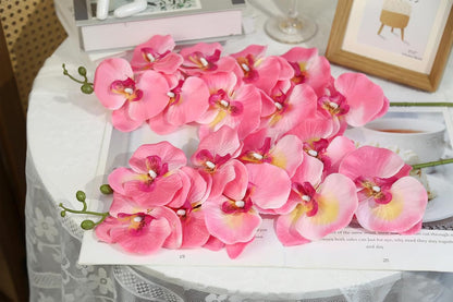 6pcs Orchid Artificial Flowers 29 in Fake Peach Orchid with Long Stem Faux Phalaenopsis Branches Silk Orchid Flowers for Wdding Party Home Decoration (Peach)