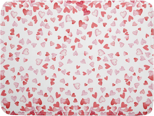Valentine’s Day Dish Drying Mat for Kitchen Counter 24x18 Inch Watercolor Love Drying Mat with Absorbent Reversible Microfiber Pink Dish Drainer Mats Rack Pad for Coffee Countertop Protector