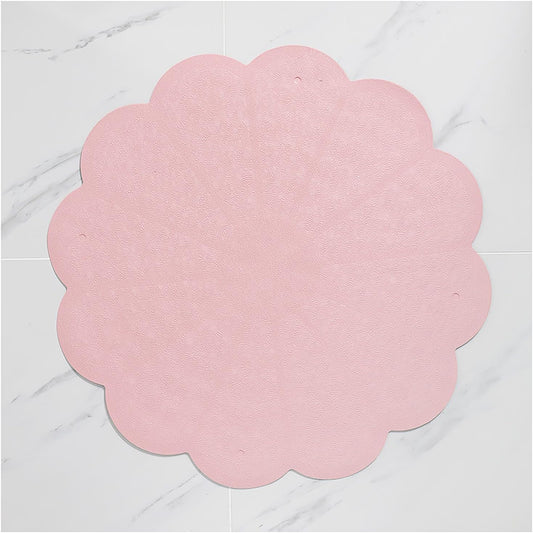 Flower Shape Bathroom Floor Mat Quick Dry Shower Mat Inside Shower, Breathable Bath Mats for Bathroom Non Slip Bathtub Mat with Suction Cups, Anti Slip Floor Mat for Bath Tub 21X21in,Pink