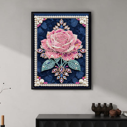 LAKEQUILL Pink Roses Special Shaped 5D DIY Partial Drill Pearl Dots Gem Art Kits 11.81x15.74inch Pearl Paintings Gem Art for Adults Beginners Home Decor (Pink Roses)