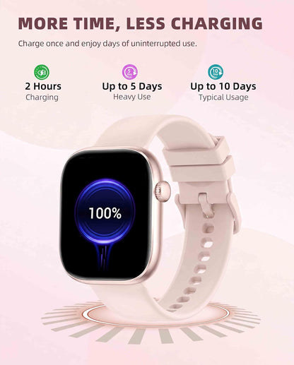 Smart Watch for Women Men, Fitness and Sleep Trackers with 1.83" HD Touchscreen, Bluetooth Calling Smartwatch for Android/iOS, IP67 Waterproof Multi-Sport Modes Pedometer, Rose Pink
