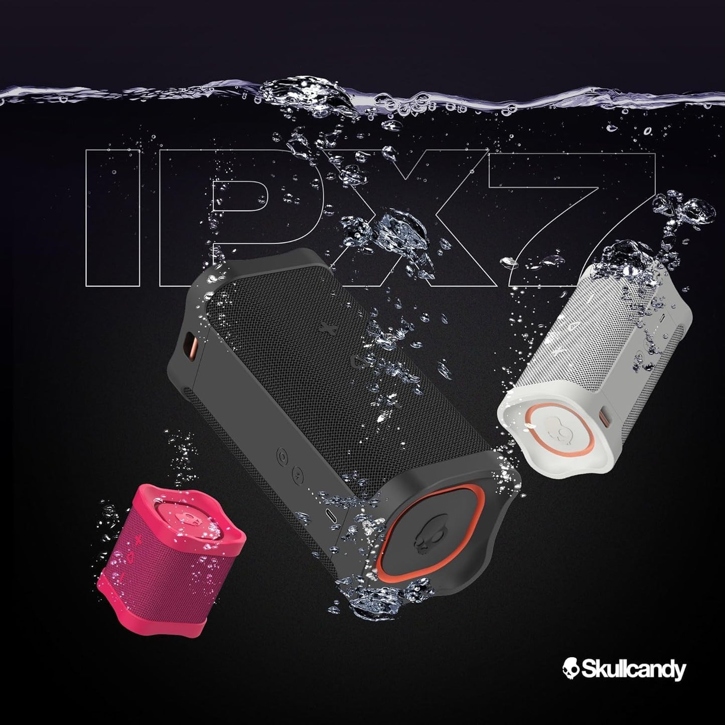 Skullcandy Wireless Terrain XT Bluetooth Speaker - IPX7 Waterproof Portable Terrain Speaker with Dual Custom Passive Radiators, 14 Hour Battery, Nylon Wrist Wrap, & True Wireless Stereo (Pink)