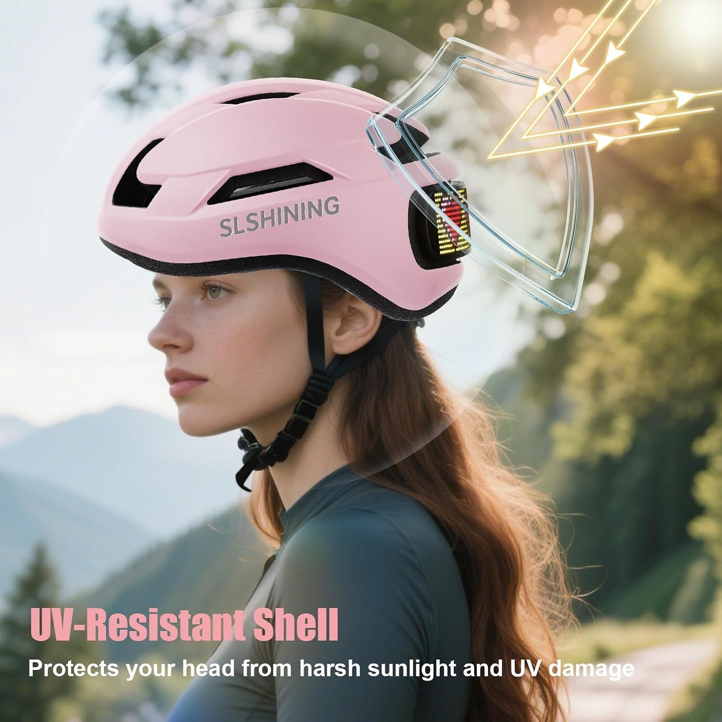 Bike Helmet, Bicycle Helmets with Light, 360° High Visibility LED Display, Lightweight Adjustable Mountain Bike Helmet with Turn Signals, Smart APP Controlled, Helmets for Adults, Youth, Men & Women