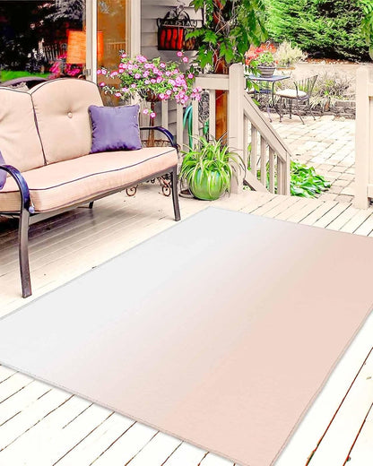 Outdoor Rug for Patio, Large Floor Mat Dreamy Peach Pink and White Gradient Non Slip Area Rug Rubber Backing Quick Dry Clearance Carpet for Camping Rugs, Garden, Lawn, Deck, Porch, 6' x 9'