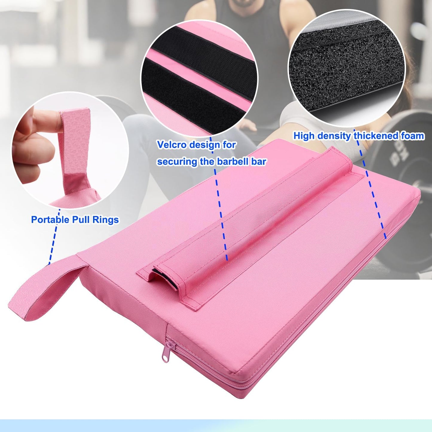 Square Hip-Thrust Pad Extra Thick Foam pad for Barbell Weightlifting Hip Thrusts and Glute Bridges Workouts Home Gym Equipment