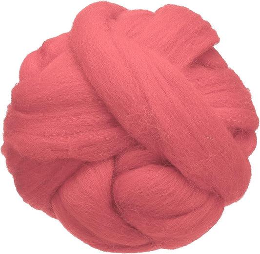uxcell 3.53oz Wool Roving Yarn, Needle Felting Wool Fiber DIY Craft Needle Wet Felting Supplies for Blending Weaving Handcrafts, Peach Pink