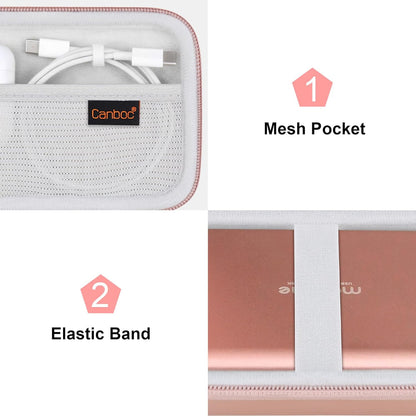 Canboc Hard Carrying Case for Maxone 250GB 320GB 500GB 1TB 2TB Ultra Slim Portable External Hard Drive HDD USB 3.0, Mesh Pocket fits Dongle, Flash Drives, USB Cable, SD Card, Rose Gold