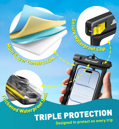Hiearcool Universal Waterproof Case, Waterproof Phone Pouch Compatible for iPhone 17 16 15 14 13 Pro Max XS Plus Samsung Galaxy S22 Cellphone Up to 8.9", IPX8 Cellphone Beach Bag for Travel - 2 Pack