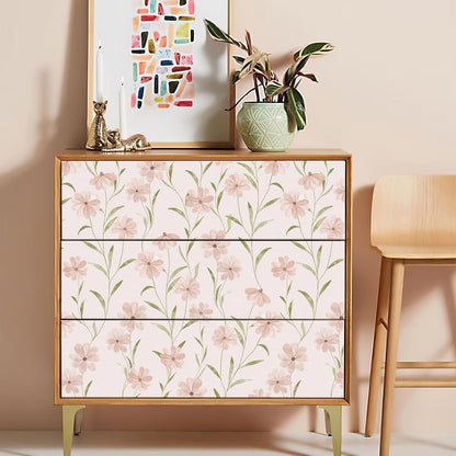 JiffDiff Floral Wallpaper Peel and Stick Pink Daisy Wall Paper Summer Flowers Nursey Room Self Adhesive Contact Paper Stick on Wall Decor for Bedroom Cabinets Bathroom(118" X 17.3", Pink Floral)
