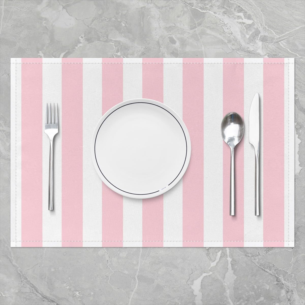 Striped Table Mats for Kids Adults,Modern Simple Pink Stripes Indoor Outdoor Home Party Decor Meal Mats, Girls Kids Cartoon Cute Stain Resistant Placemats 12x18 Set of 4