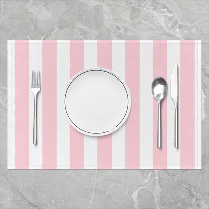 Striped Table Mats for Kids Adults,Modern Simple Pink Stripes Indoor Outdoor Home Party Decor Meal Mats, Girls Kids Cartoon Cute Stain Resistant Placemats 12x18 Set of 4