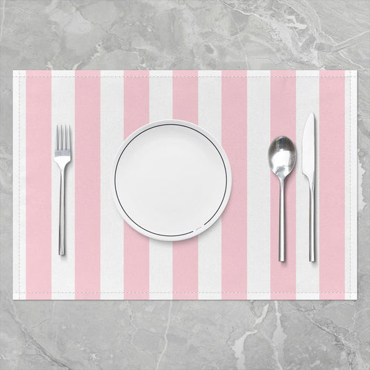Striped Table Mats for Kids Adults,Modern Simple Pink Stripes Indoor Outdoor Home Party Decor Meal Mats, Girls Kids Cartoon Cute Stain Resistant Placemats 12x18 Set of 4