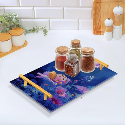 Modern Peach Poppie Butterfly Decorative Acrylic Plastic Trays with Handles Board Serving Tray for Jewelry Perfume for Square Serving bandejas para comida