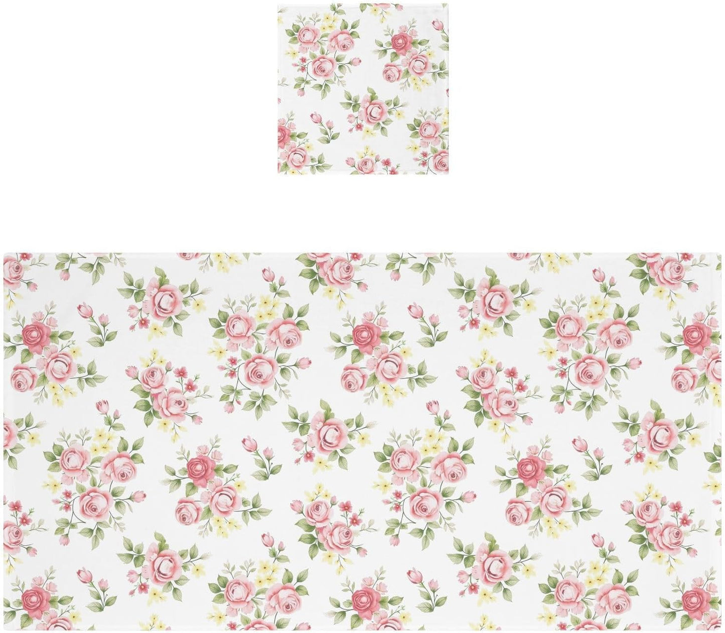 senya Flower Bath Towel Set, Pink Rose Flower Floral Cotton Bath Towels Soft Highly Absorbent Fast Drying for Bathroom Gym Hotel Beach, 1 Bath Towel 1 Washcloth