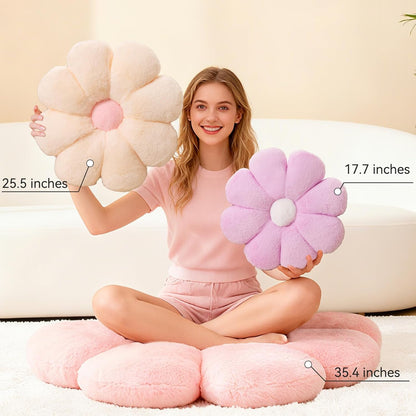 FIONOUT Pink Flower Pillow, 17.7In Daisy Pillow,Cute Floor Cushions, Room Decor & Flower Shaped Throw Pillows for Bed Couch Chair (45CM Pink)