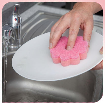 SiliFine 12 Pack Spring Flower Kitchen Sponges Bulk 3.15 x 4.7 Inch Scrub Sponge Dual Sided Scrubber Sponge Holiday Cleaning Sponges Dish for Dishwashing Kitchen Accessories Home Gift Decor