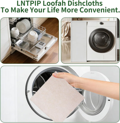 5 Pack Swedish Dishcloths for Kitchen, 100% Compostable Loofah & Plant Fiber Swedish Dish Cloths, Reusable Paper Towels, Super Absorbent, Non-Stick Oil, Fast Dry(7.87x7.87in)