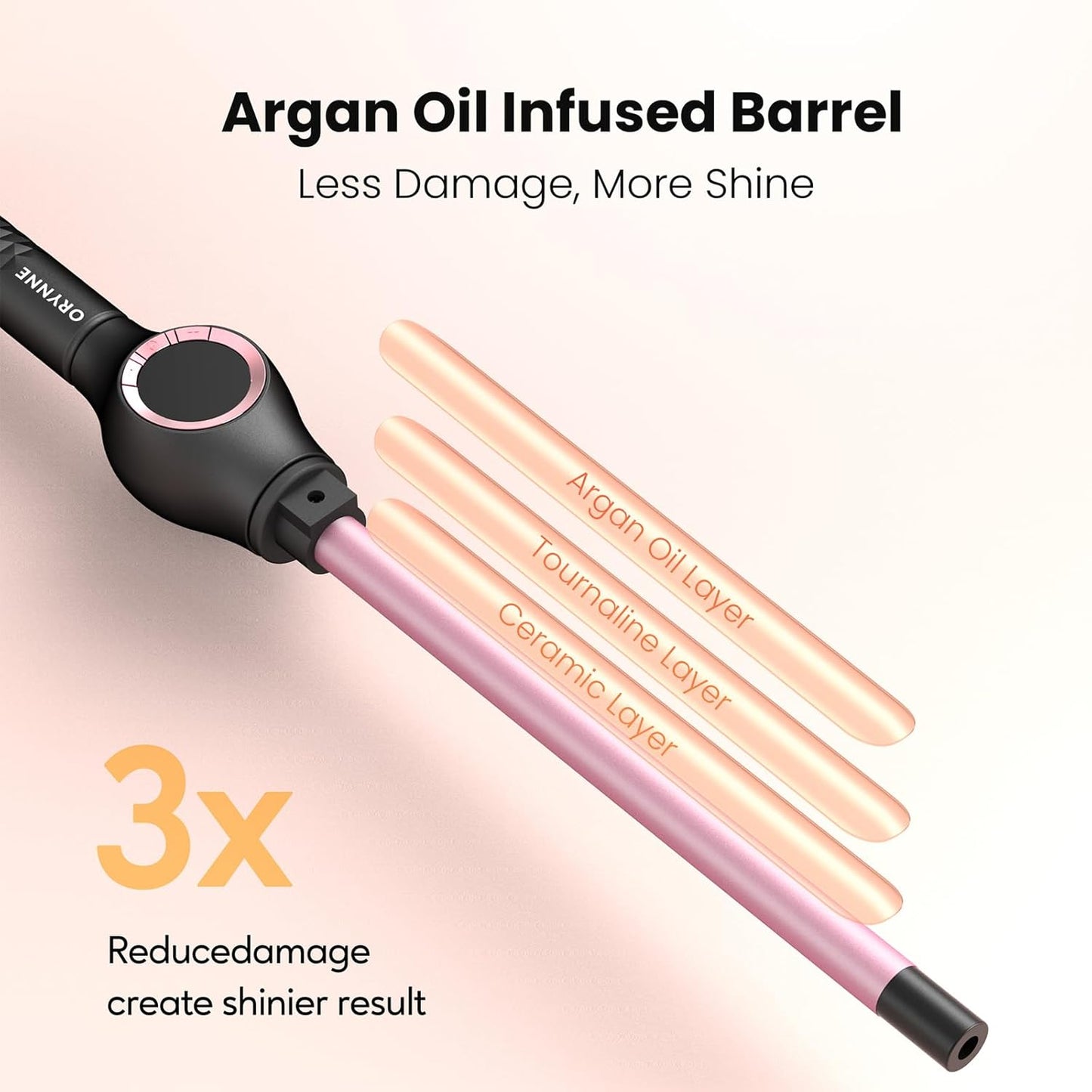 ORYNNE 1/2 Inch Curling Wand for Long Hair, Extra Long Barrel Ceramic Half Inch Curling Wand, 7 Adjustable Heats, 110-240V Dual Voltage Small Barrel Curling Iron Wand, 60 Minutes Auto Shut Off