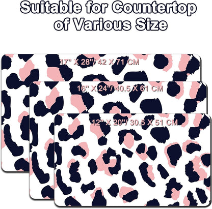 Dish Drying Mat 16" X 24", Super Absorbent & Cuttable Coffee Mats for Countertop, Kitchen Counter Mat Fits Under Coffee Maker or Machine, Hide Stain Drying Pad for Dish Drying Rack, Pink Leopard