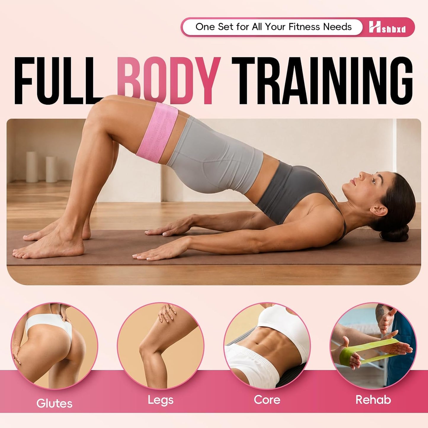 Fabric Resistance Bands for Working Out with Exercise Guide, 3 Levels Hip & Glute Bands Set for Legs, Squats, Yoga, Fitness & Physical Therapy for Women and Men