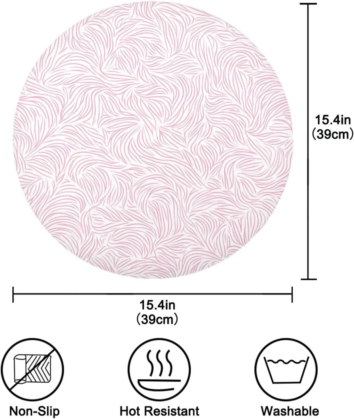Abstract Peach Pattern Round placemats Outdoor Reversible Quilted placemat Moroccan placemats for Dining Table placemats Waterproof Round placemats Set of 6 Natural 15.4x15.4in