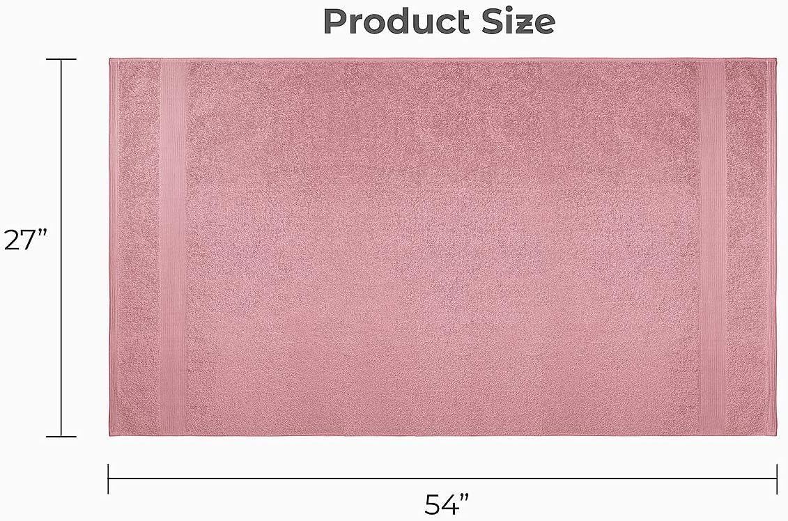 Luxury Bath Towels Set of 4 (27” x 54”) | Towels for Bathroom | Super Soft | Highly Absorbent Towels for Home, Spa, Gym (Pink)