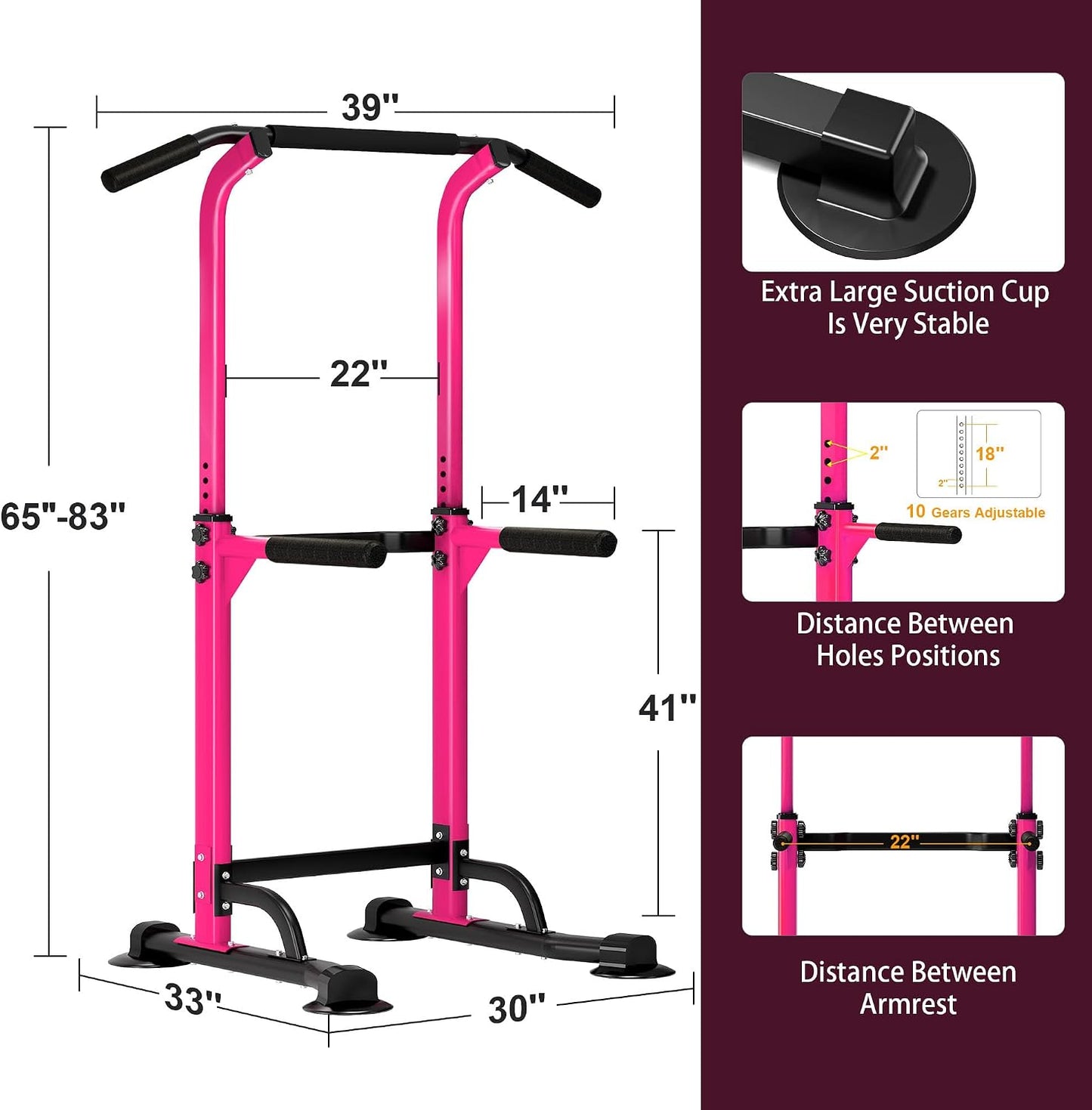 DlandHome Power Tower Pull Up Dip Station Multi-Function Fitness Equipment for Strength Training Adjustable Height Dip Stand for Home Gym