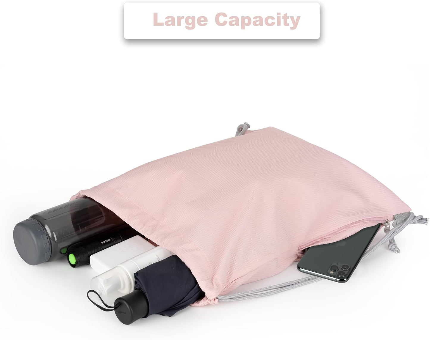 Lily queen Drawstring Backpack Sports Gym Bag Swim Bag With Zipper Pocket (Pink)