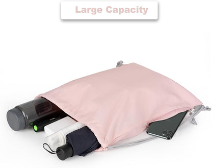 Lily queen Drawstring Backpack Sports Gym Bag Swim Bag With Zipper Pocket (Pink)