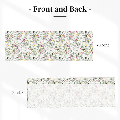 Spring Valances for Windows - Pink Yellow Floral Cafe Curtains Green Leaf Short Curtains for Living Room Bathroom Bedroom Basement