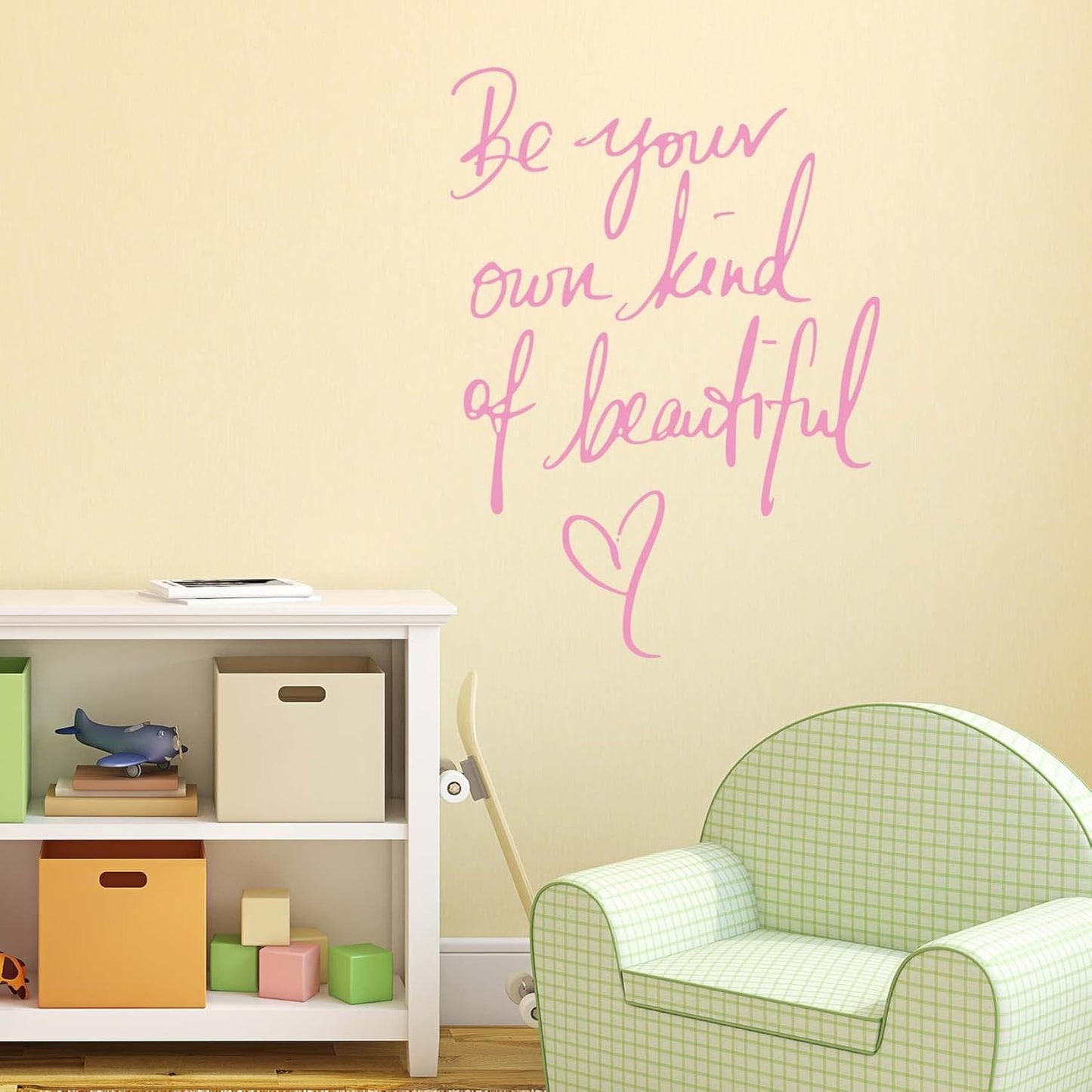 Wall Stickers Inspirational Quote, Wall Decals Peel and Stick, Be Your Own Kind of Beautiful Quote Art Lettering Wall Stickers for Girls Bedroom Living Room Office Home Background Decoration(Pink)