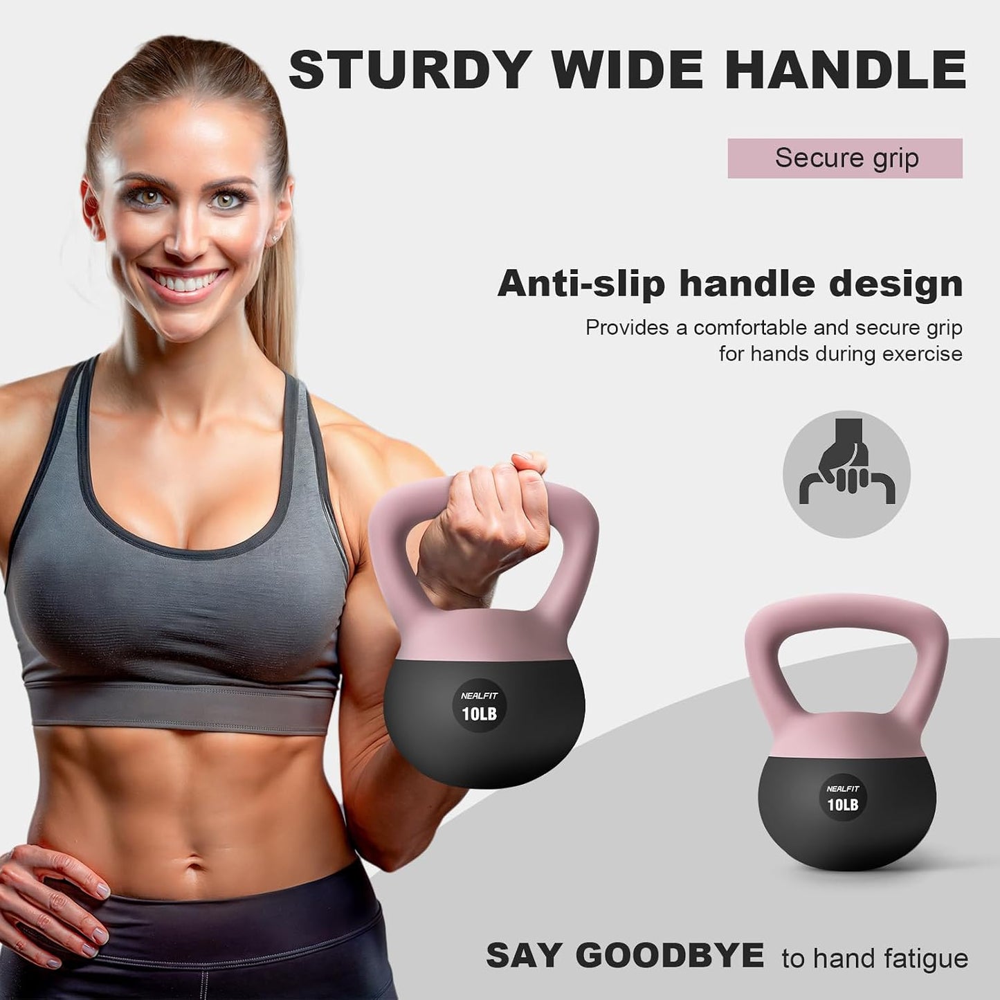 NEALFIT Soft Kettlebell 5LB/10LB/15LB/20LB/25LB, Kettlebells for Home Gym Strength Training, Anti-Slip Fitness Weights for Men Women
