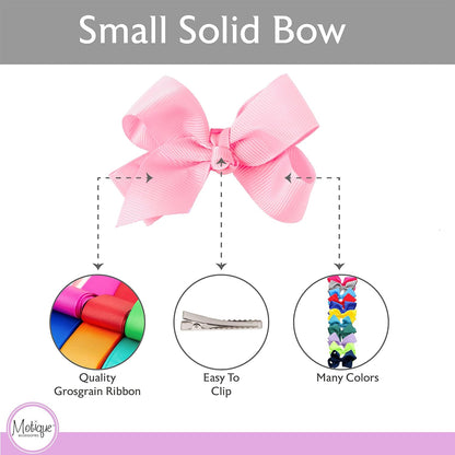 Small Solid Bow for Girls - Set of 12 (Light Pink)