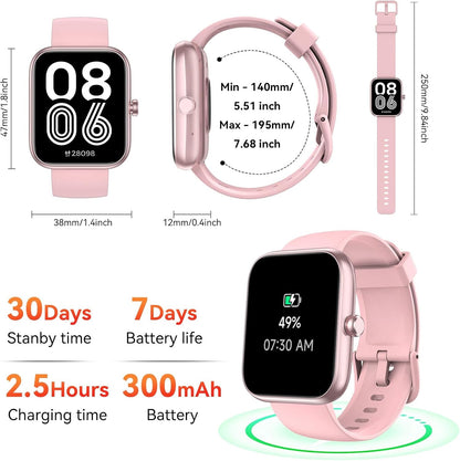 Smart Watch with Alexa Built-in 1.83" HD 2026 Health Fitness Tracker Bluetooth Calls and Notifications 120+ Sport Modes Heart Rate Sleep Monitor Fitness Watch IP68 Waterproof iPhone Android (Pink)