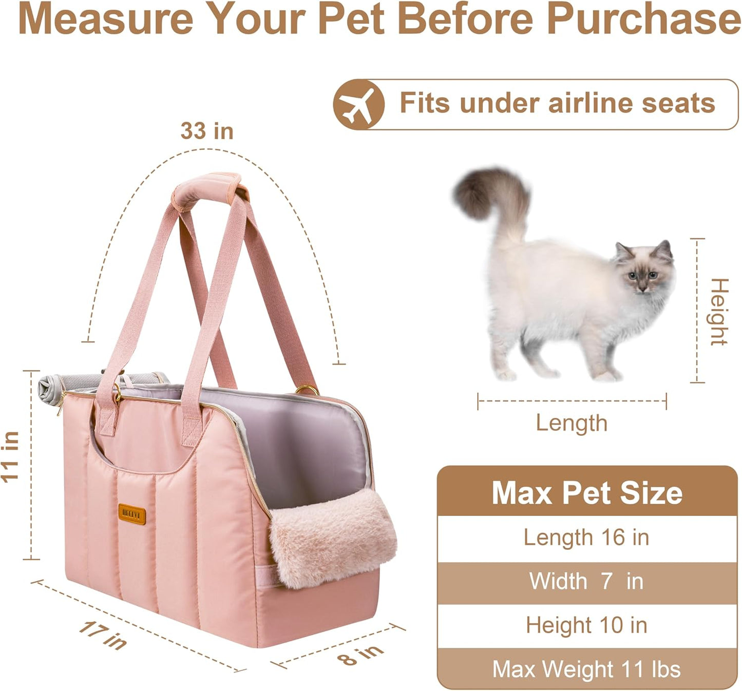 Dog Purse Carrier for Small Dogs Cats Rabbits Up to 12lbs, Lightweight Pet Sling Carriers with Crossbody Strap, Portable Puppy Soft Sided Tote Bag Carrier for Vet,Hiking,Travel Pink