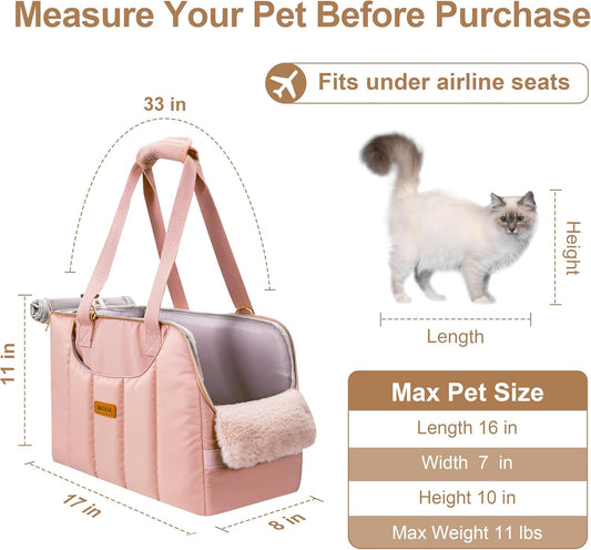 Dog Purse Carrier for Small Dogs Cats Rabbits Up to 12lbs, Lightweight Pet Sling Carriers with Crossbody Strap, Portable Puppy Soft Sided Tote Bag Carrier for Vet,Hiking,Travel Pink