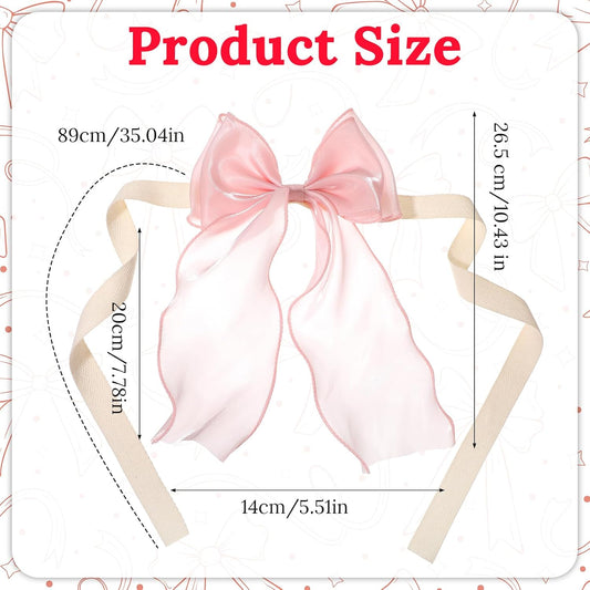 Thinp 2 Pieces Bow Curtain Tiebacks, French Bowknot Curtain Holdbacks Silky Curtains Strap Lace Ribbon for Home Bedroom Office Dining Rooms Curtains Decorative (Pink)