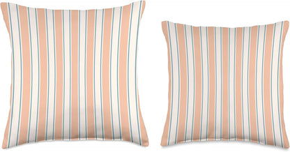 Cute Pastel Peach and Cream Classic Vertical Stripe Pattern Throw Pillow