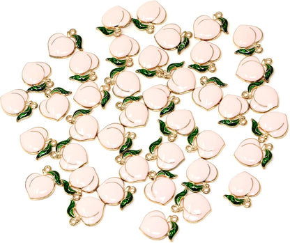 yueton 40PCS Enamel Alloy Charms: Dainty Pink Peach Pendants for Jewelry Making