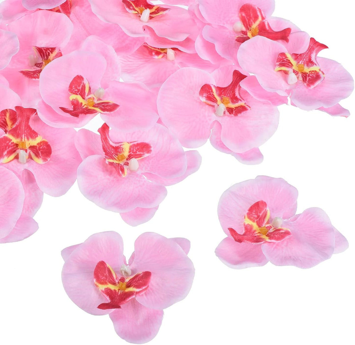 PATIKIL 3.5" Artificial Orchid Flower Heads, 20 Pack Silk Phalaenopsis Fake Butterfly Orchid Heads for Wedding Floral Bouquet Decor DIY Craft Making, Pink