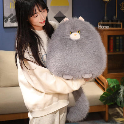 PEACH CAT Fat Cat Stuffed Animal 11.8" Big Kitten Plushies Cute Plush Toys Birthday Gifts for Kids Grey