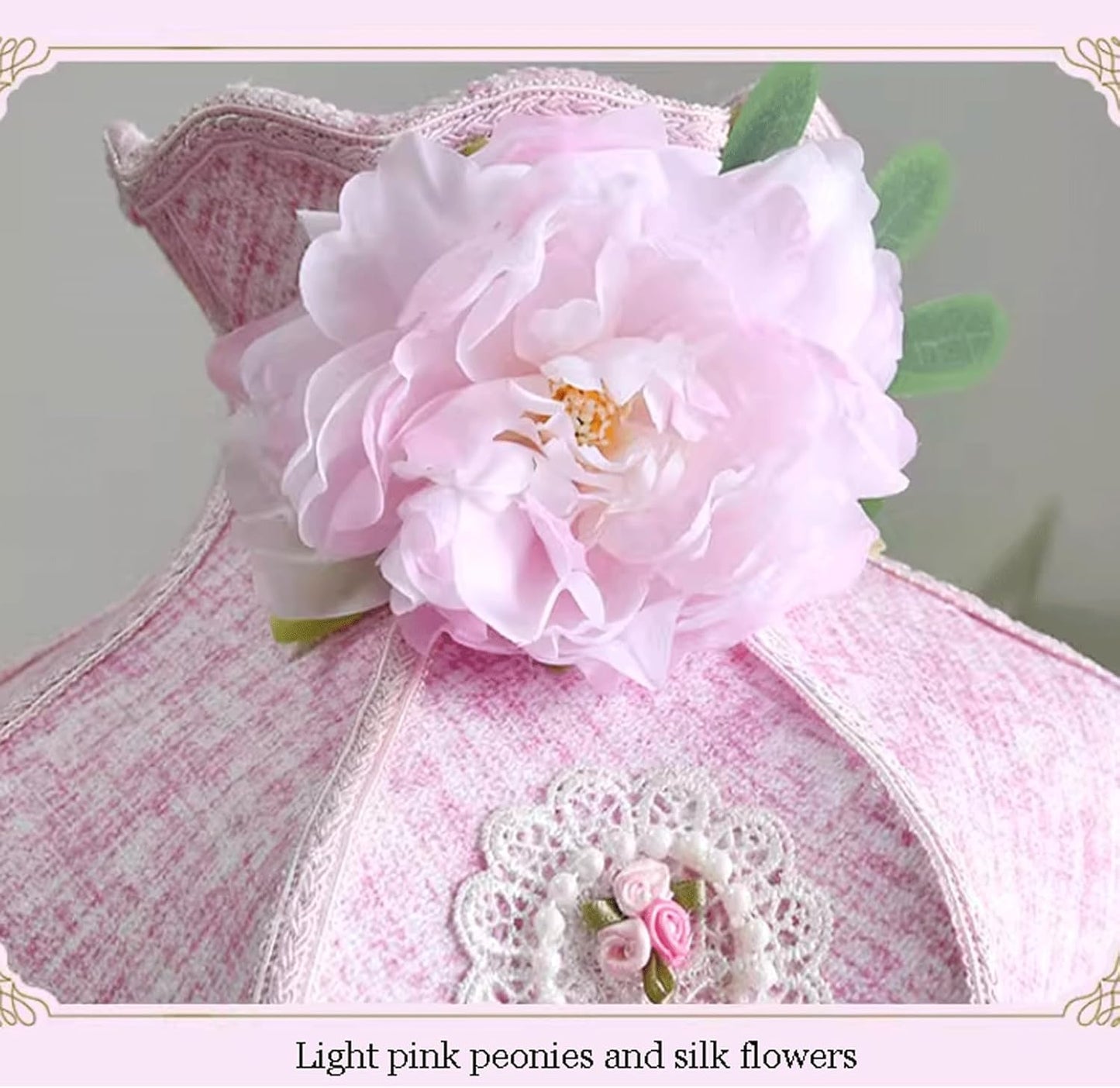 Victorian Style Pink Bedside Table Lamp European Romantic Peony Silk Flower Desk Lamp 3-Way Dimmable Princess Nightstand Lamp for Girls' Bedroom Living Room