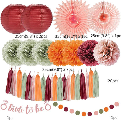 Fall Bridal Shower Decorations Sage Green Burgundy and Pink Bridal Shower Decorations Orange Bachelorette Party Dusty Rose Gold Bride to Be Banner Kit for Blush Pink Sage Green Burgundy Wedding Decor