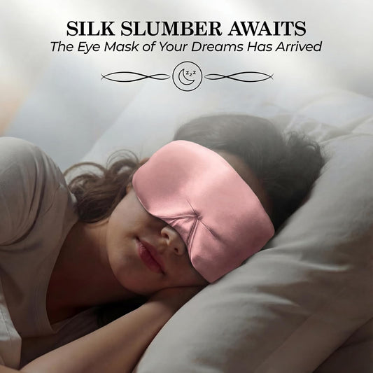 SLEEP SANCTUARY 100% Pure Mulberry Silk Sleep Mask - 22 Momme Light Blocking Hook & Loop Silk Eye Mask for Sleeping - Secure Fit for Side Sleepers, Women & Men - Cloud Soft (Pink)